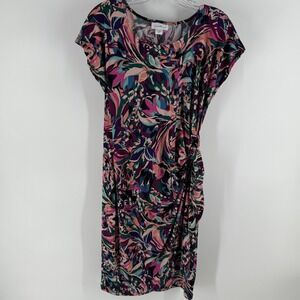 Jaclyn Smith Fit & Flare Dress Women S Multicolor Abstract Floral Flutter Sleeve